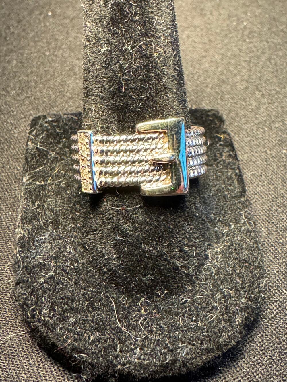 925 Sterling Silver Belt Buckle Ring Size 8